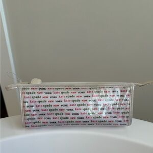 Kate Spade White and Multicolor Text Pouch